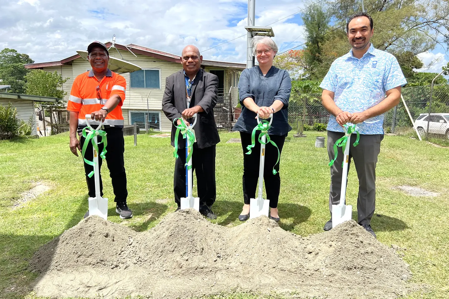 L-R: Justin Fuo'o of TGB, Minister of Environment Hon. Stanley Festus Sofu, Ms Sally-Anne Vincent, Acting High Commissioner at the Australian High Commission and Mr Berdi Berdiyev, UNDP Deputy Representative and Country Manager for Solomon Islands.