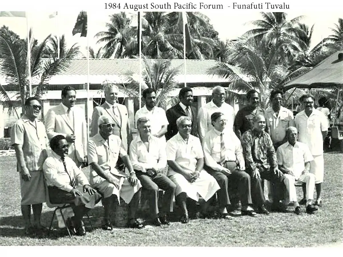 Leaders of the then South Pacific Forum during its meeting in Funafuti, Tuvalu, in 1984.