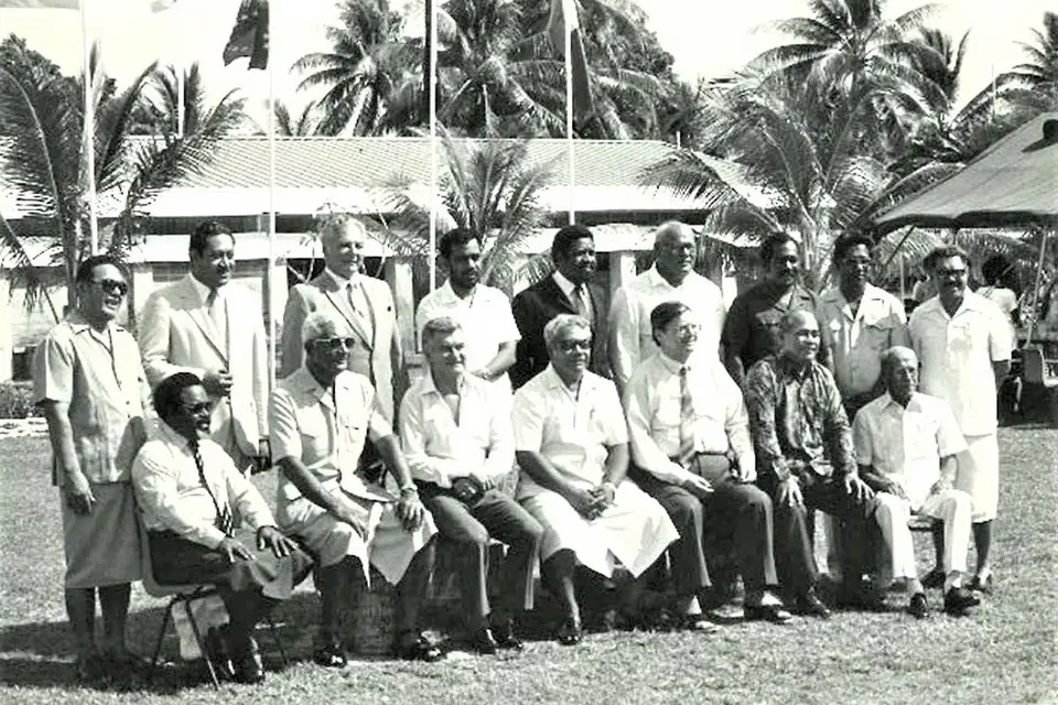 Leaders of the then South Pacific Forum during its meeting in Funafuti, Tuvalu, in 1984.