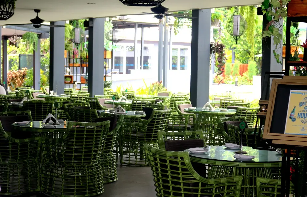 The usually busy Terrace Café at the Heritage Park Hotel on Monday 6th April.