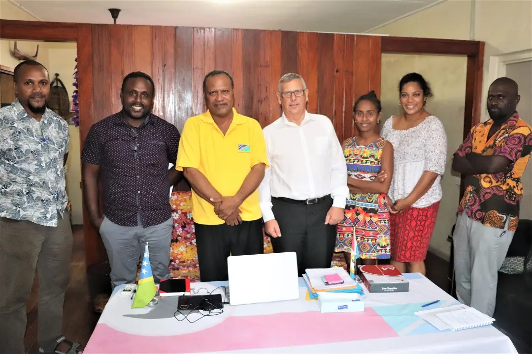 Malaita Premier Daniel Suidani, Permanent Secretary of MJLA Dr. Paul Mae and the A2J team.