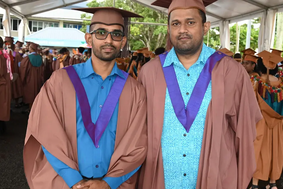 Sachil and Gyaneshwar before the graduation ceremony.