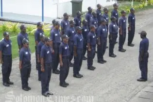 The Police recruits during their march drills at the Police Head Quarters.