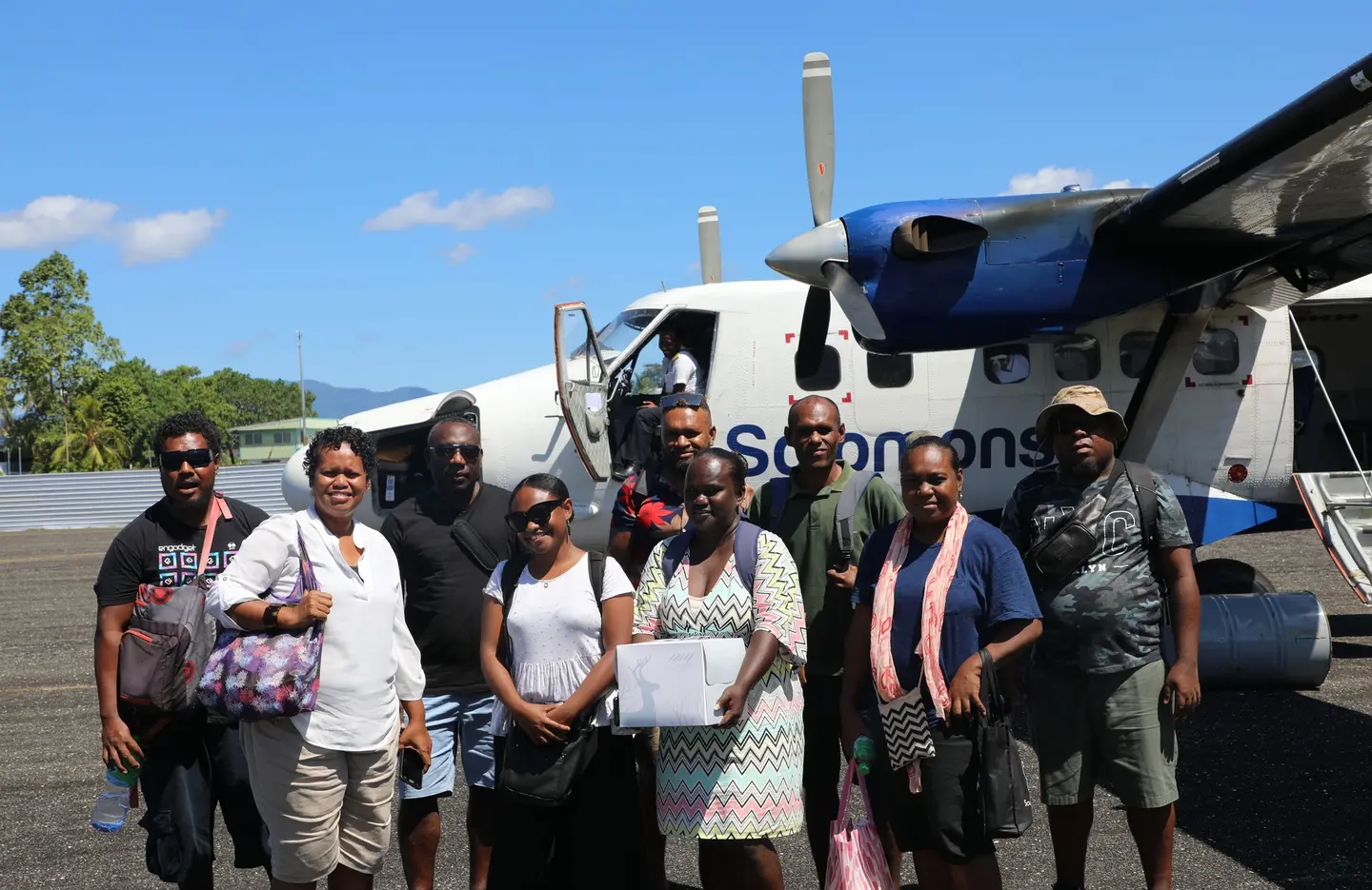 Deputy Secretary Technical (DST) Hugo Hebala (second from left back row) with Deputy Secretary Corporate Constance Wane, from left front row with MRD officials who will conduct the consultation and Monitoring and Evaluation activities.