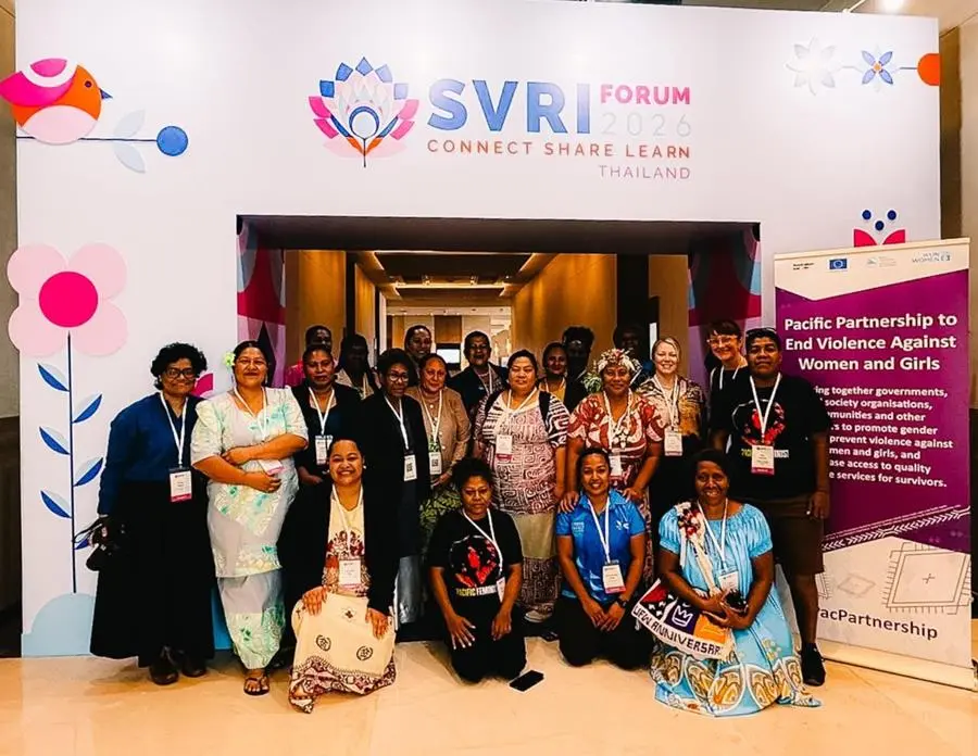 Members of the 27-member Pacific delegation at the SVRI Forum 2026 in Bangkok, Thailand.