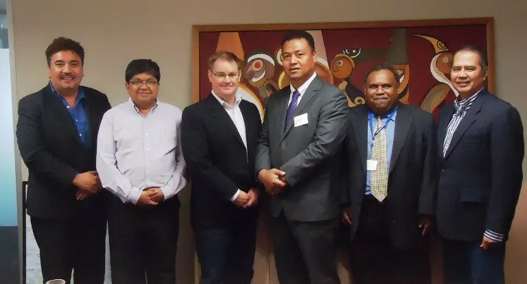 Hon. Clay Forau and the staff of Pacific Islands Trade and Investment in Auckland recently.