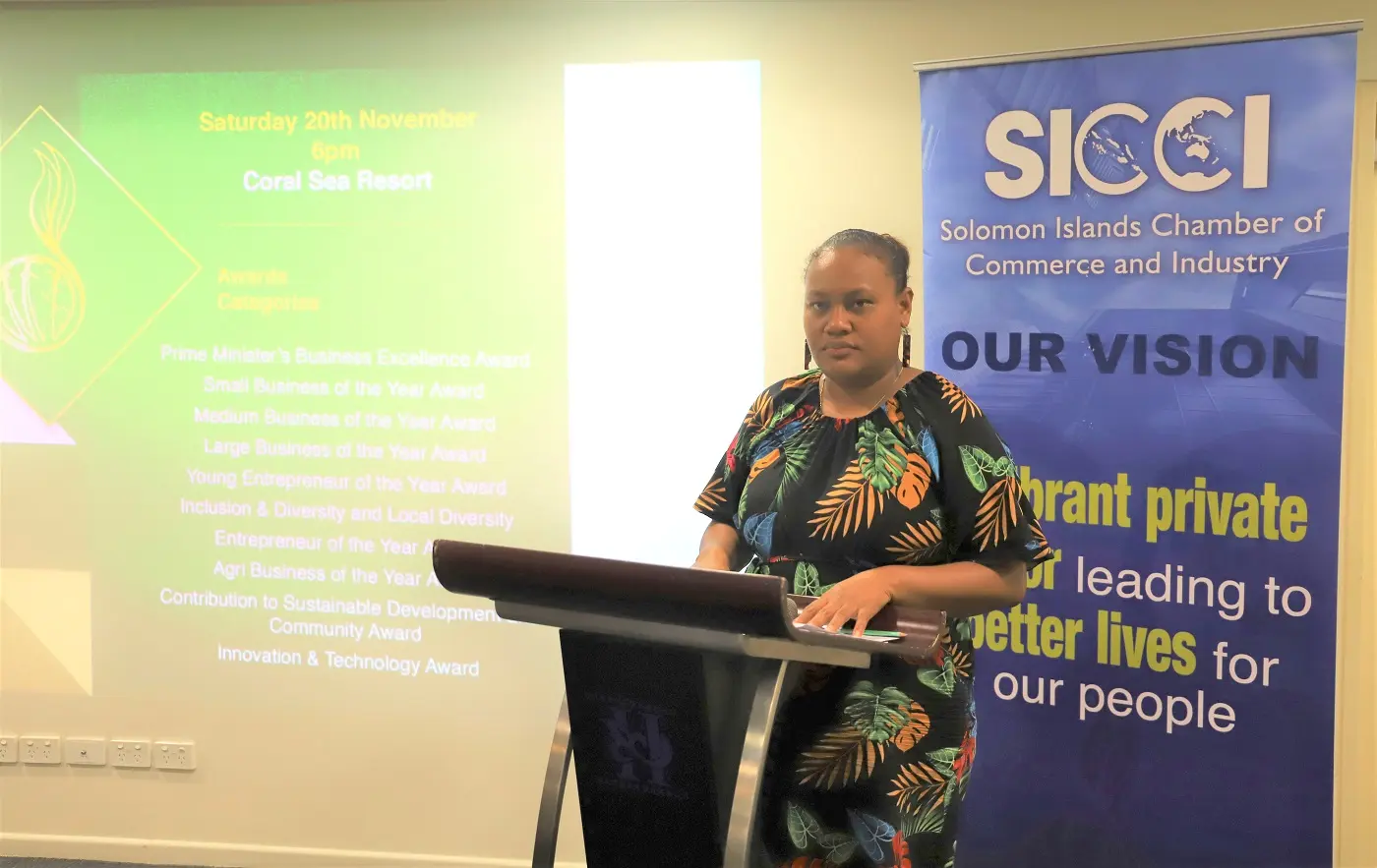 Ms. Naomi Kaluae, Chair of the 2021 BEA Working Committee and SICCI Board member, announced the new category.