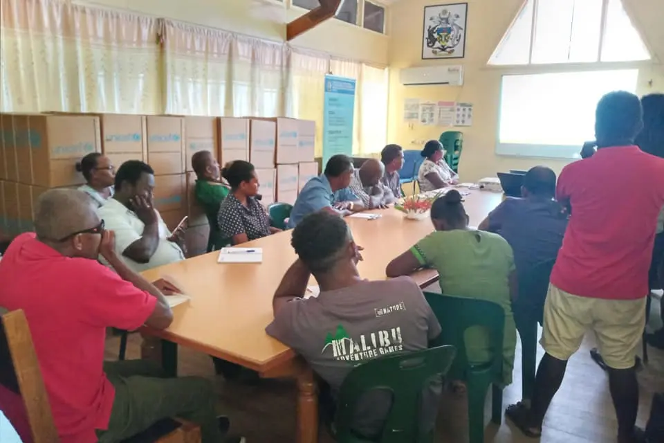 MOH staff and officials meeting with the media yesterday to discuss the bed crises.