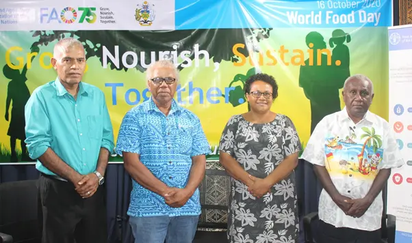 (L-R) Deputy Secretary Technical of MAL Michael Ho'ota, FAO rep Jimi Saelea, MAL PS Ethel Frances and other FAO rep Nichol Nonga.