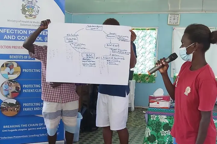 The training in Infections, Prevention and Control (IPC) guideline 2021 were facilitated for health care, medical and public health officers along the Western Border, mainly in the Shortland, Western Province, and in Choiseul province.