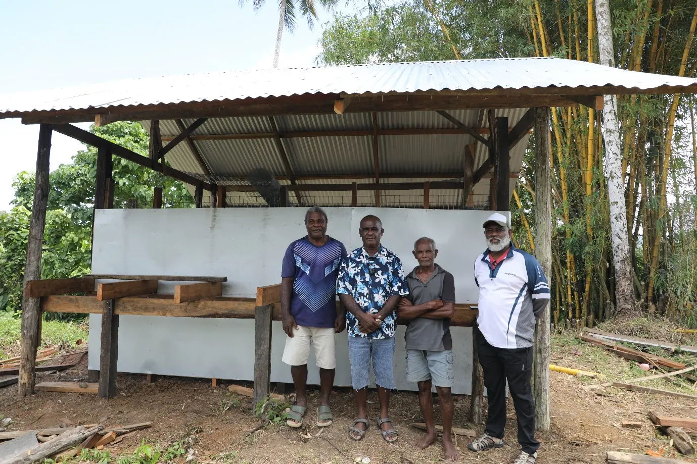 Community members at the copra storage and buying centre handed over to the Kaevanga Community Development Association, Isabel Province.