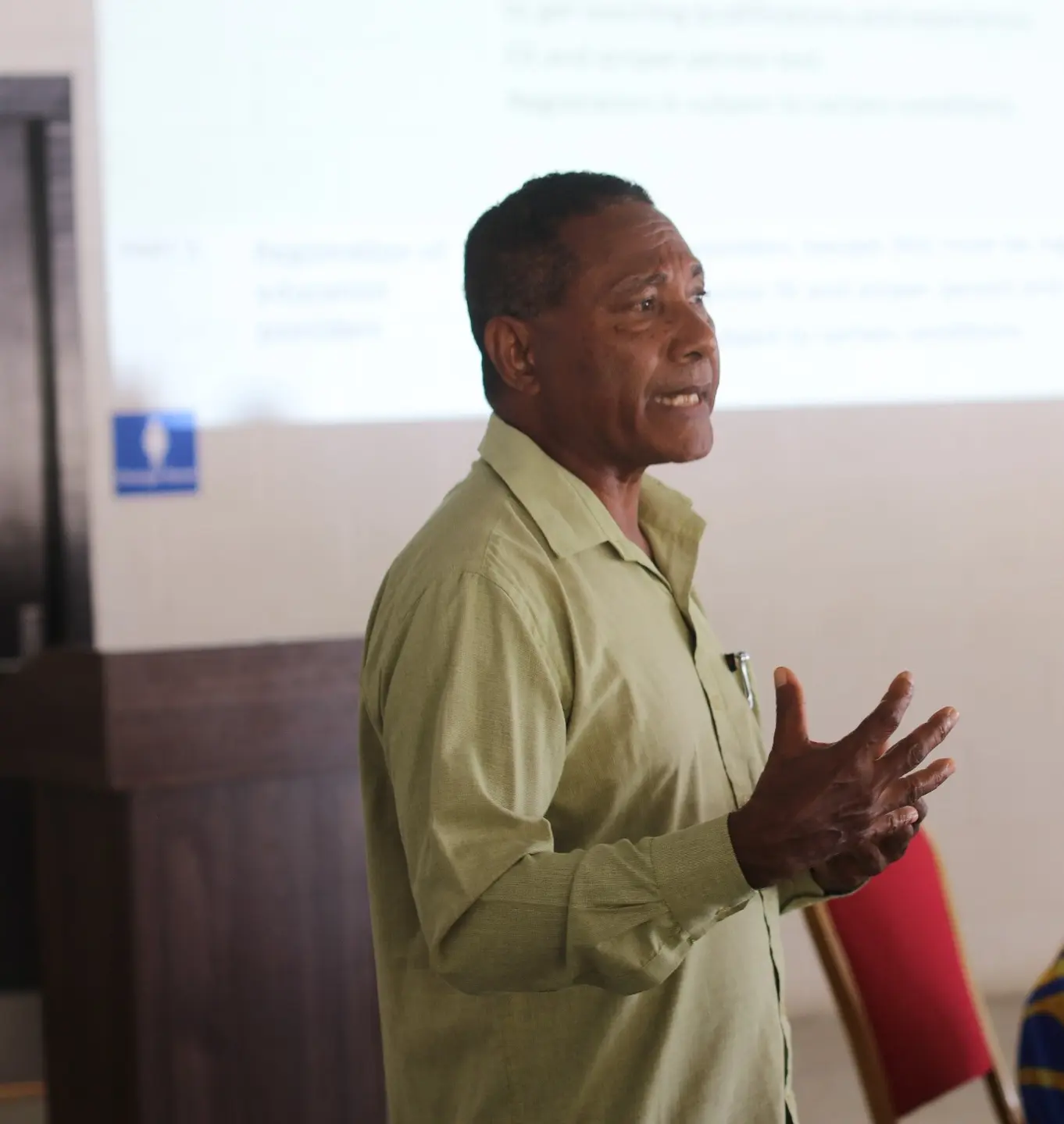 Permanent Secretary Dr Franco Rodie responding to questions raised during the training.