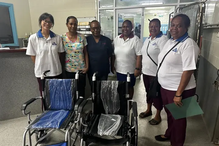 The National Rehabilitation and Disability Division handed over two Wheel Chairs to Emergency Department