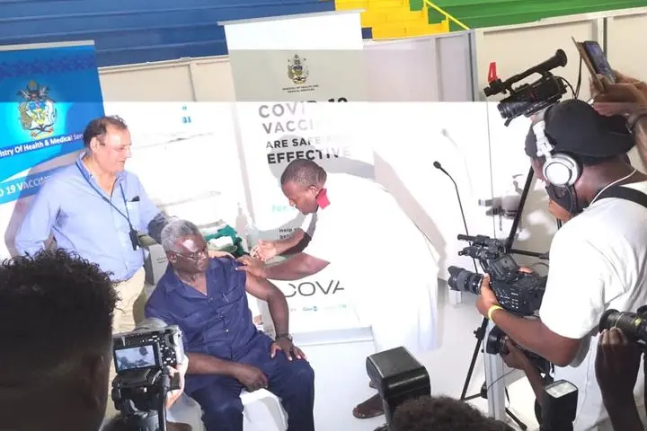 Sogavare said shortly after he was vaccinated that he was over the moon and felt good.