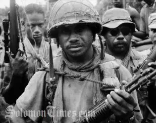 Andrew Te'e, the Former Commander of the Isatabu Freedom Movement, during the ethnic crisis.