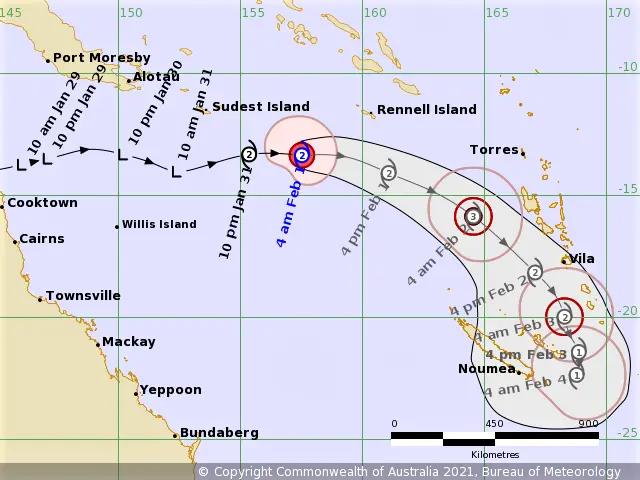 Heavy rainfall and strong winds may develop today afternoon and evening, but is expected to subside as the system moves towards Vanuatu.