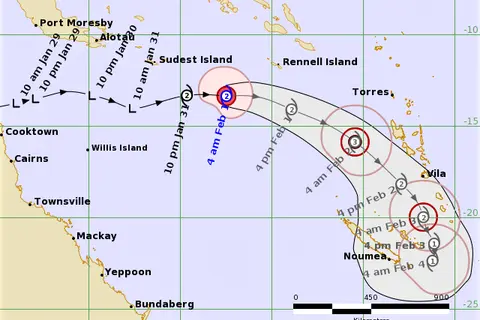 Heavy rainfall and strong winds may develop today afternoon and evening, but is expected to subside as the system moves towards Vanuatu.