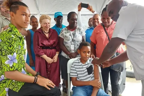 17 years old Joshua Pryor and 12 years old Moses Jr Nokali are the first two to receive the Pfizer vaccine.