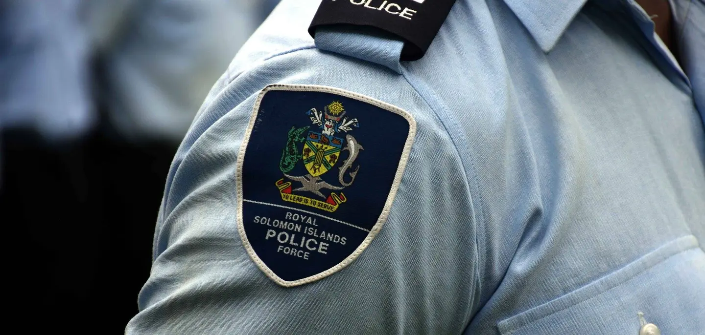 File photo: A close-up of a Royal Solomon Islands Police Force shoulder patch on an officer's uniform.