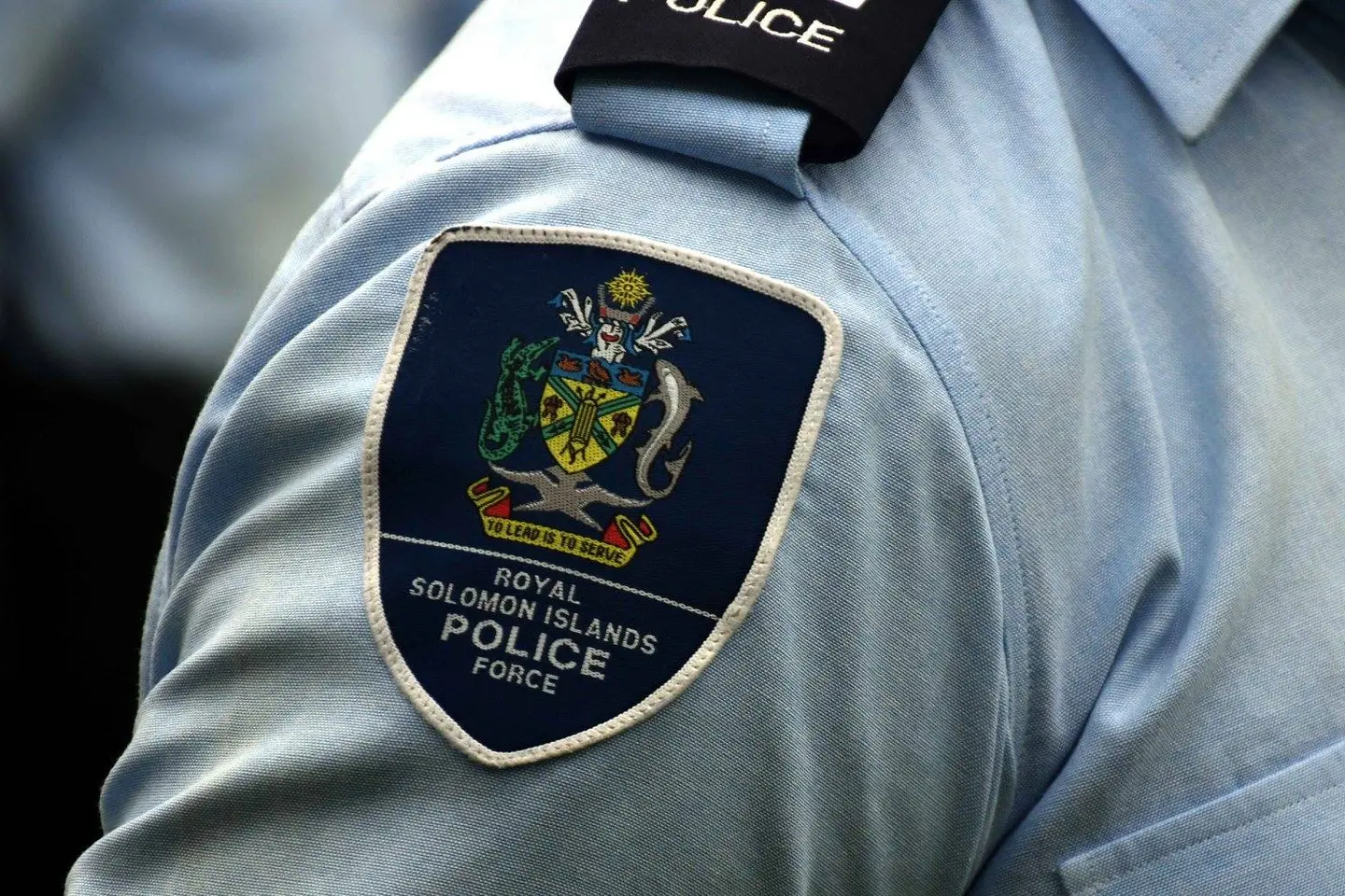 File photo: A close-up of a Royal Solomon Islands Police Force shoulder patch on an officer's uniform.