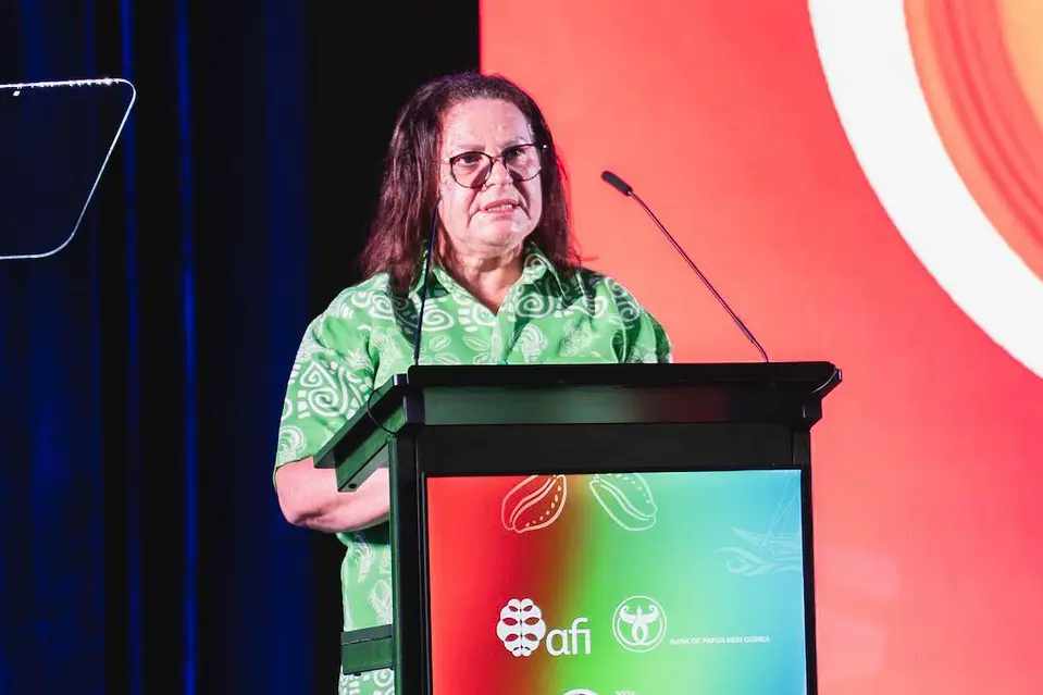 Bank of PNG Governor Elizabeth Genia speaking at the AFI Forum.