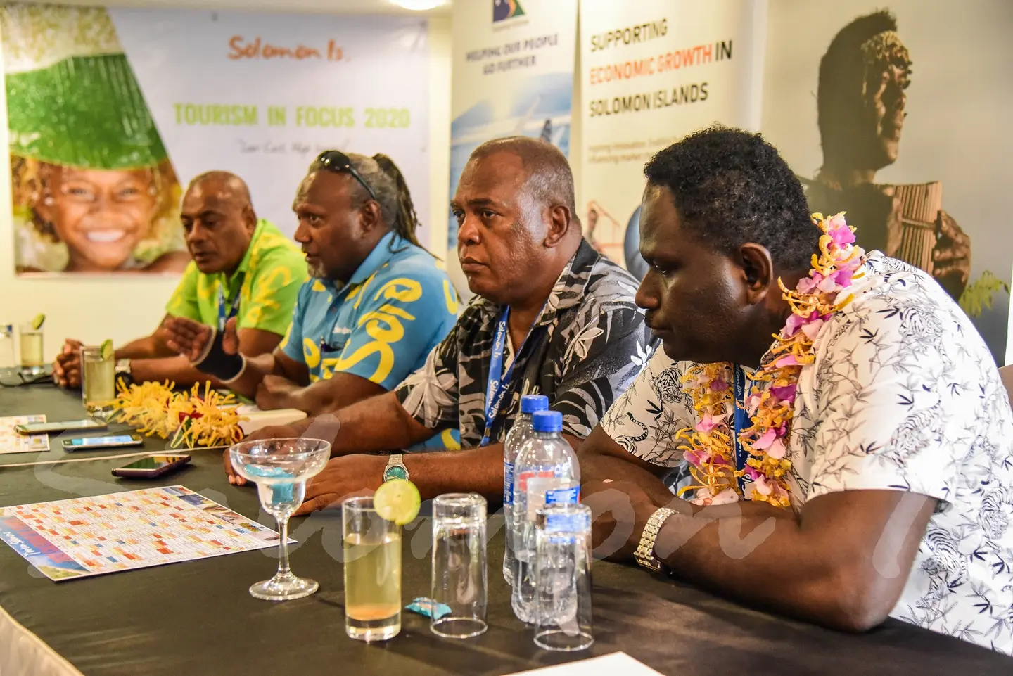 Solomon Airlines – manager commercial, Colin Sigimanu (second from right) with (from far left), the late Tourism Solomons CEO, Josefa ‘Jo’ Tuamoto, Ministry of Culture & Tourism Permanent Secretary, Andrew Nihopara, and (near right) Ministry of Culture & Tourism director of tourism, Bunyan ‘Barney’ Sivoro.