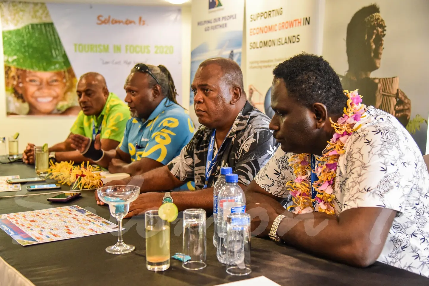 Solomon Airlines – manager commercial, Colin Sigimanu (second from right) with (from far left), the late Tourism Solomons CEO, Josefa ‘Jo’ Tuamoto, Ministry of Culture & Tourism Permanent Secretary, Andrew Nihopara, and (near right) Ministry of Culture & Tourism director of tourism, Bunyan ‘Barney’ Sivoro.