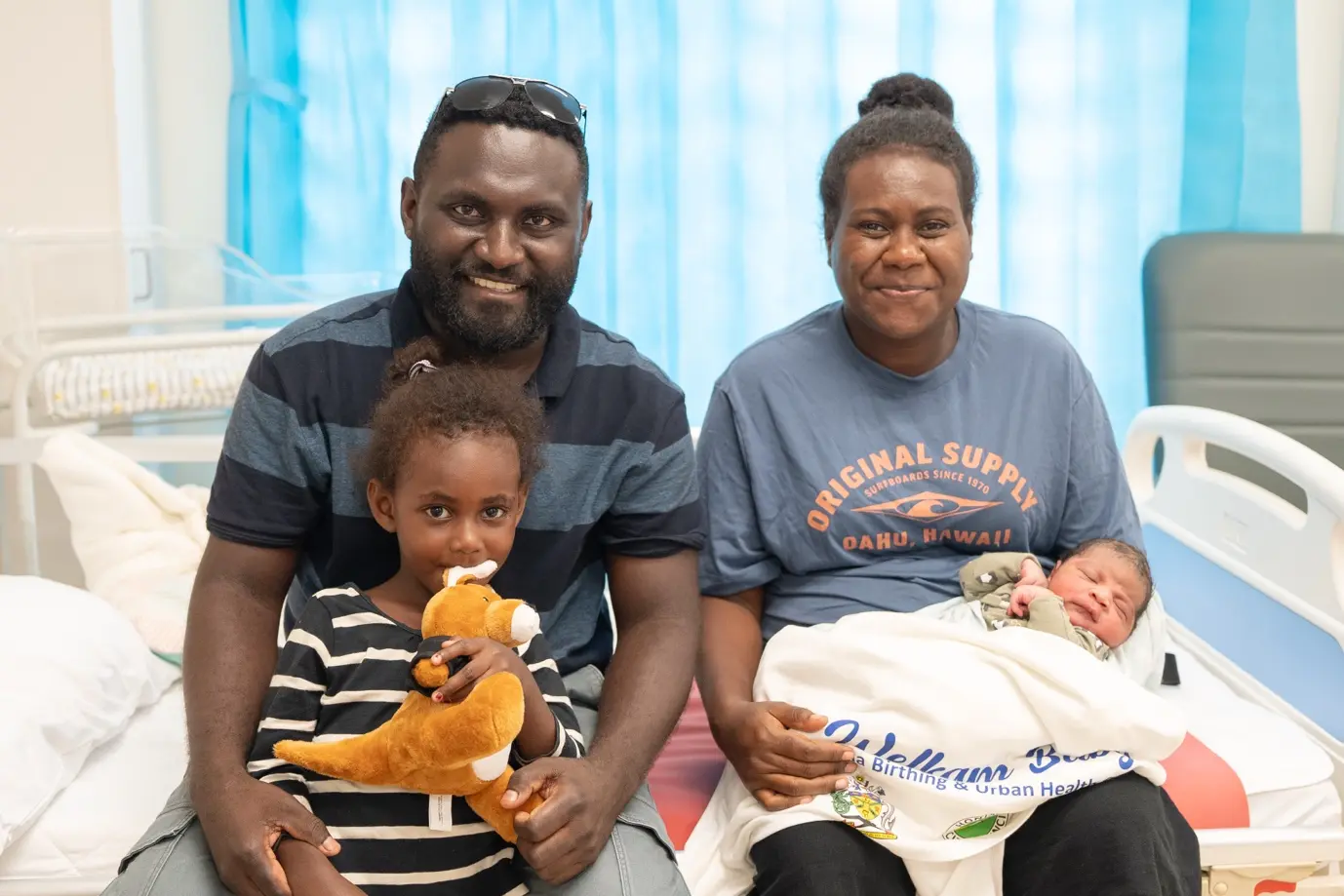 Family with their new born baby at the Naha Birthing Centre.