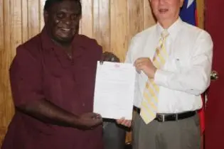 Prime Minister Danny Philip together with Ambassador Wu during the ceremony last week.