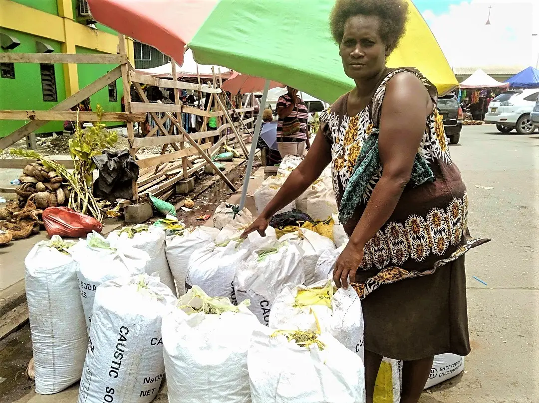 Jennifer says that she started selling topsoil at the central market 10 years ago and is now one of the main suppliers for residents in Honiara.
