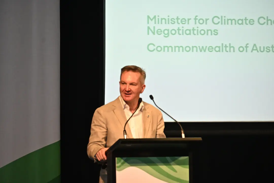Australia's Minister for Climate Change and COP31 President of Negotiations, Chris Bowen, speaking at the Pacific pre-COP31 programme.