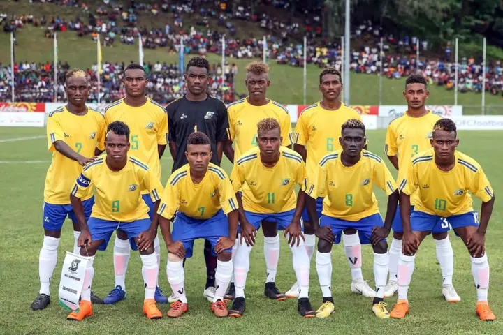 The Solomon Islands U17 team at the OFC U16 Championship in 2018.