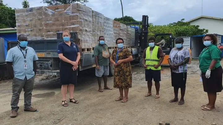 PS of MAL Ethel Tebengi Frances (centre) DS Admin Elda Wate (fifth from left) staff from MAL and Second Secretary Australian High Commission office, Heather Randall.