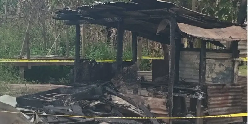 It is alleged that the father poured petrol over their home using a 1.5-liter bottle, which ignited the blaze.