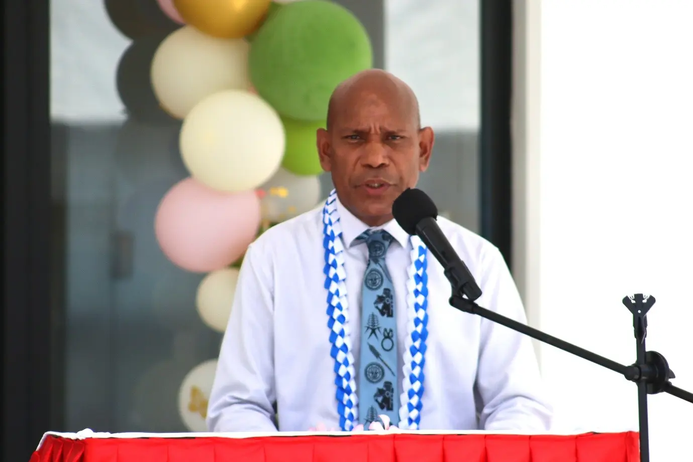 Health Minister Hon Morris Toiraena delivers his remarks at the handover of the new TB Isolation Wing.