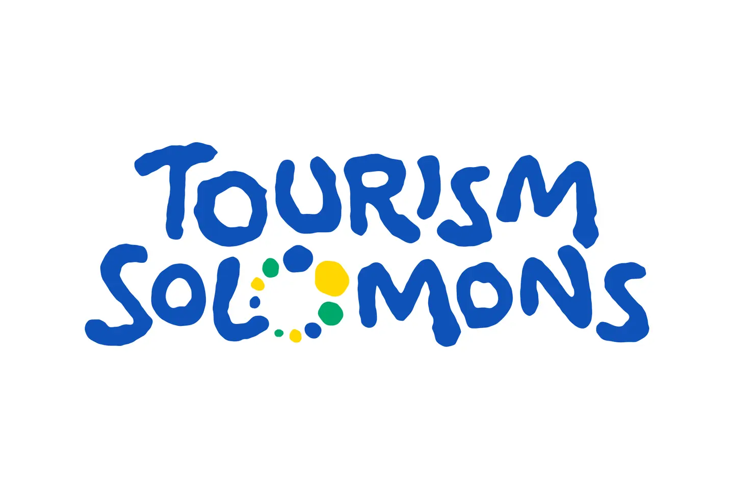 The new Tourism Solomons logo: a ring of nine shapes, each an island and a shell, stands in for an O in "Solomons".