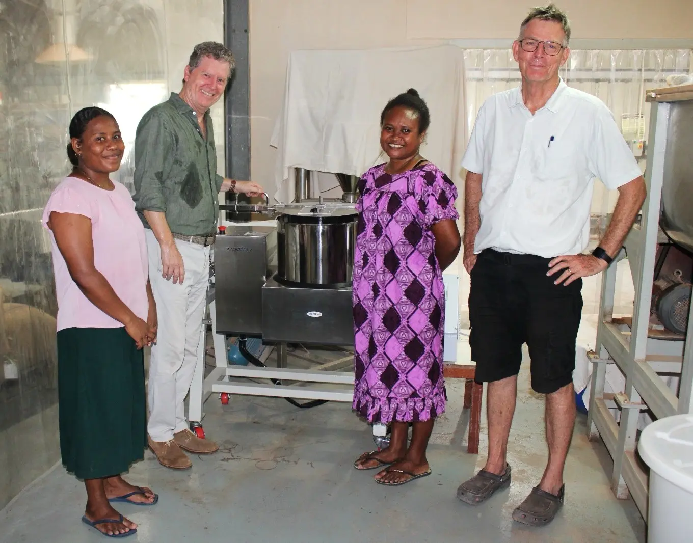 British High Commissioner Paul Turner with KOSI managers Clare Magusi and Maureen Taro, and CEO Bob Pollard.