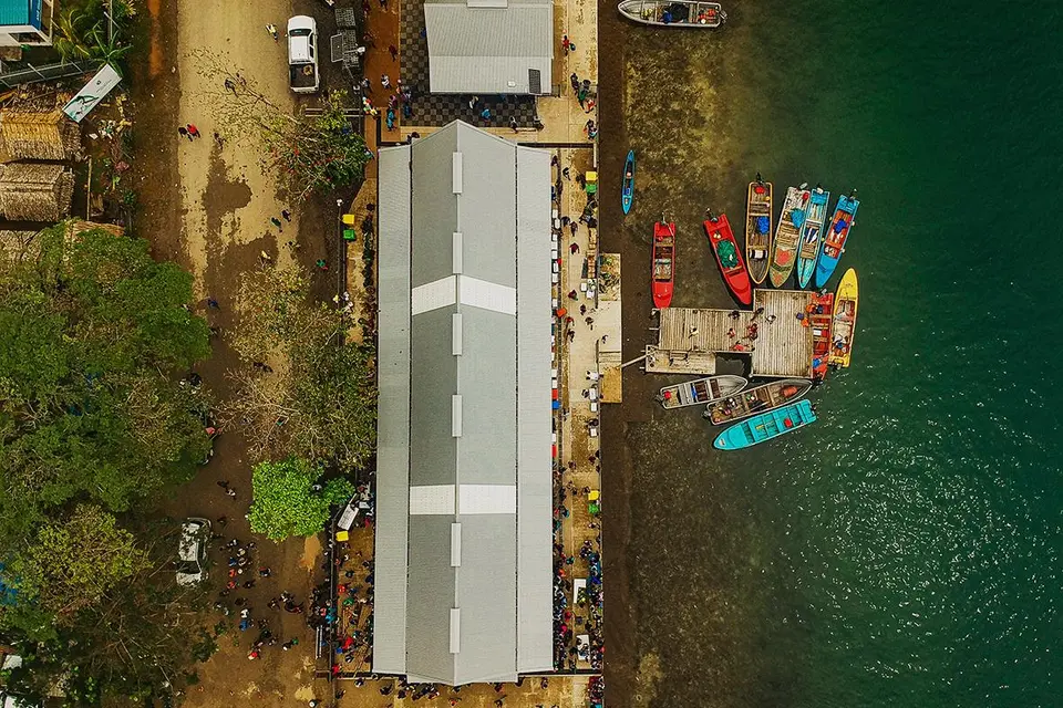 A birds eye view of the newly built Gizo market in the Western province.