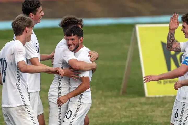 New Zealand celebrate scoring against the Solomon Islands at the OFC U-19 Championship 2022.