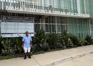 Head nurse Ataban Teimana outside the Naha Birthing and Urban Health Centre in Honiara. WHO said he has become an advocate for digital health at the facility.