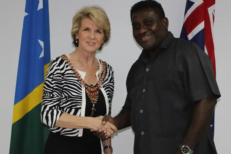 Australia’s Foreign Minister, Julie Bishop together with the Solomon Islands Prime Minister, Hon. Gordon Darcy Lilo.