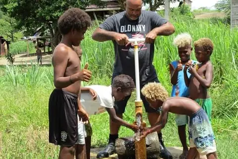 Central Honiara Constituency funded water supply (borehole) project at Yellow Bamboo Community at New Zealand Camp.