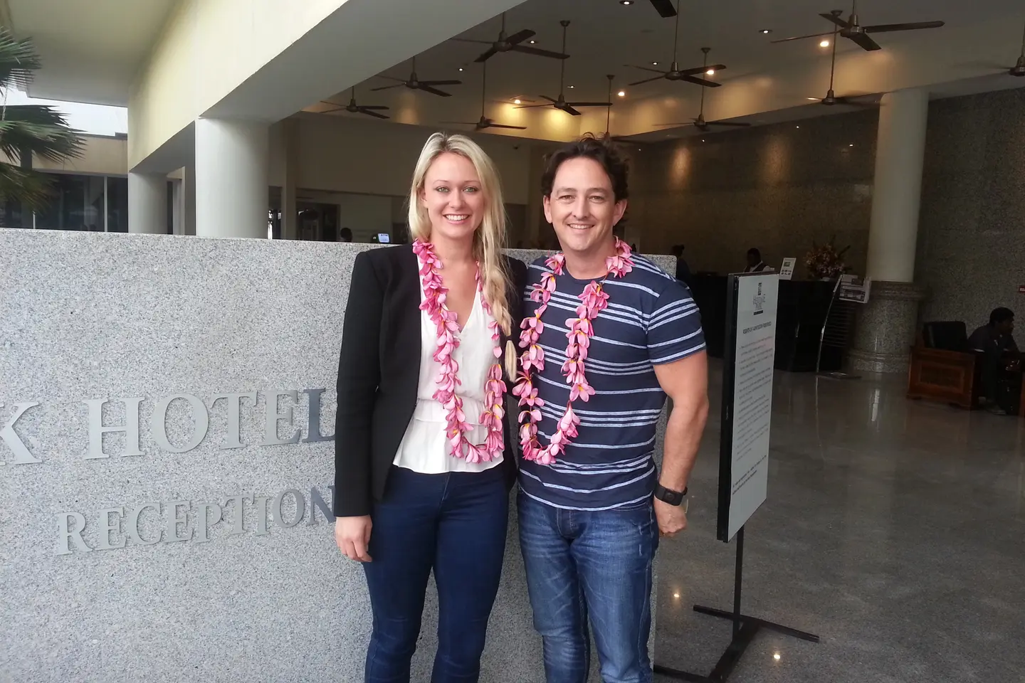 The National Geographic reconnaissance team at the Heritage Park Hotel, Katelyn Woolley (on left) and Matt McCarthy