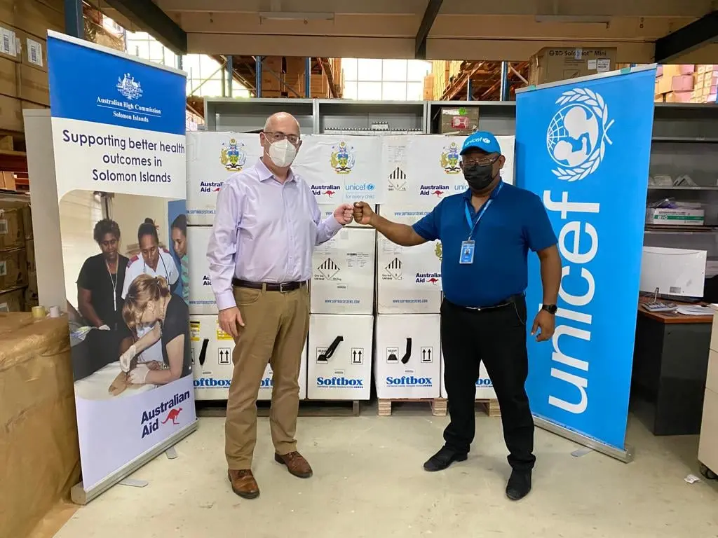 The delivery of the Pfizer vaccines was made possible by the partnership and collaboration between Australia, UNICEF and the Ministry of Health and Medical Services.