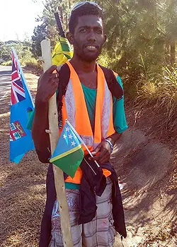 Solomon Islands student Randy Chite walked around Viti Levu to support the TC Winston victims.