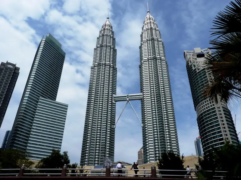 The iconic PETRONAS Twin Towers in Kuala Lumpur, Malaysia.