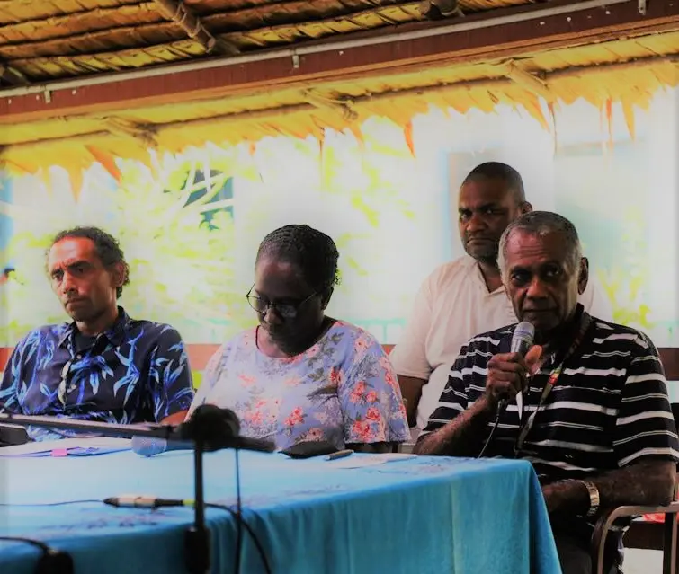 Dr. Jimmie Rodgers and other panelists at a talkback show held at SIBC over the weekend.