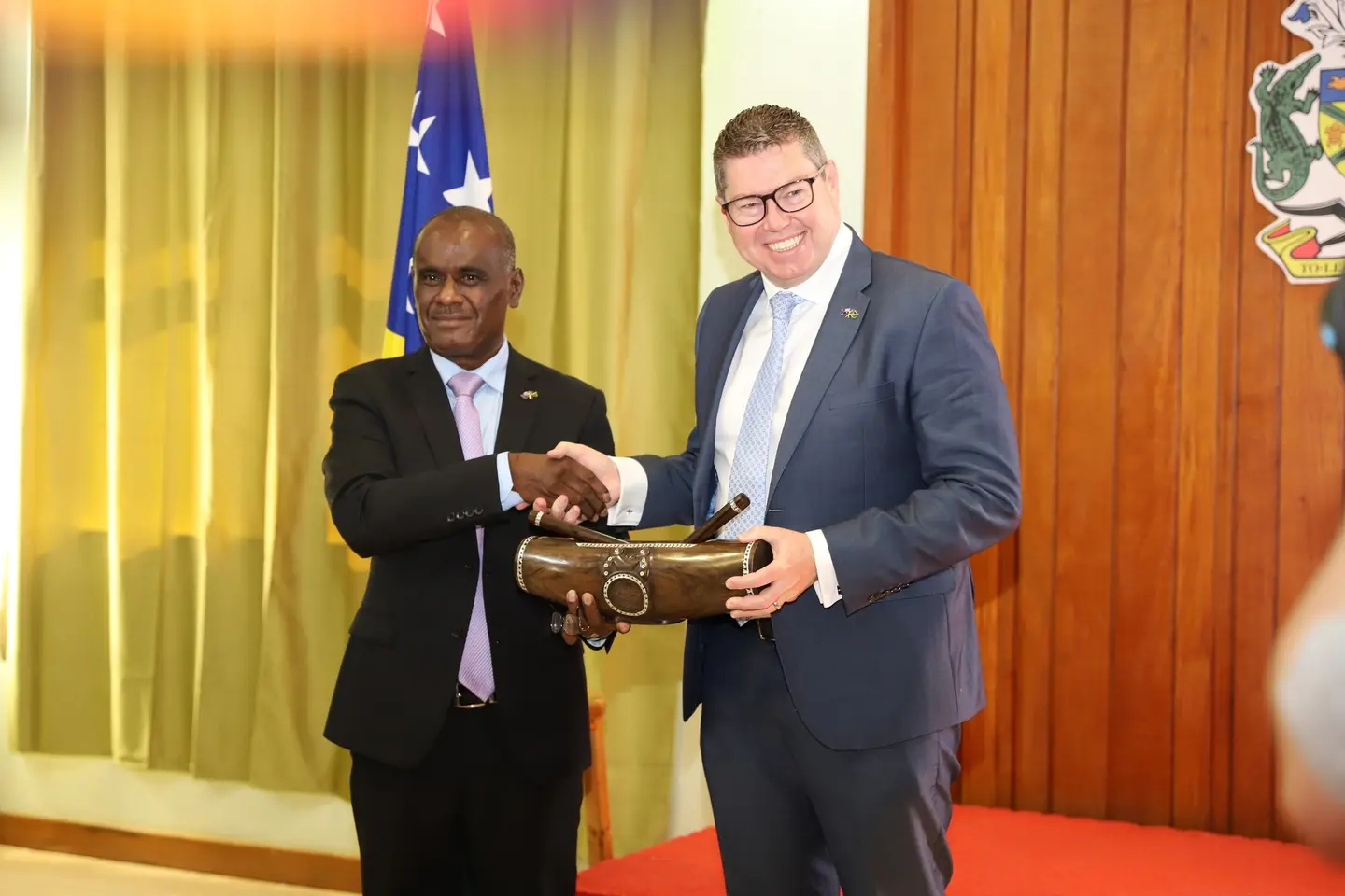 Minister for Foreign Affairs and External Trade Hon. Jeremiah Manele, and the Australian Minister for International Development and the Pacific, and the Minister for Defence Industry, Hon. Pat Conroy.