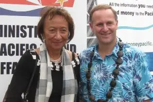 Honorable John Key, Prime Minister of New Zealand, and the Honorable Georgina te Heuheu, Pacific Island Affairs Minister, visit the SendMoneyPacific Stand during Pasifika Festival, 13th March 2010