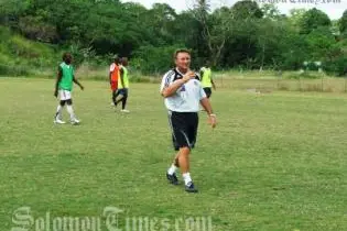 Jim Selby at the training pitch in Honiara.